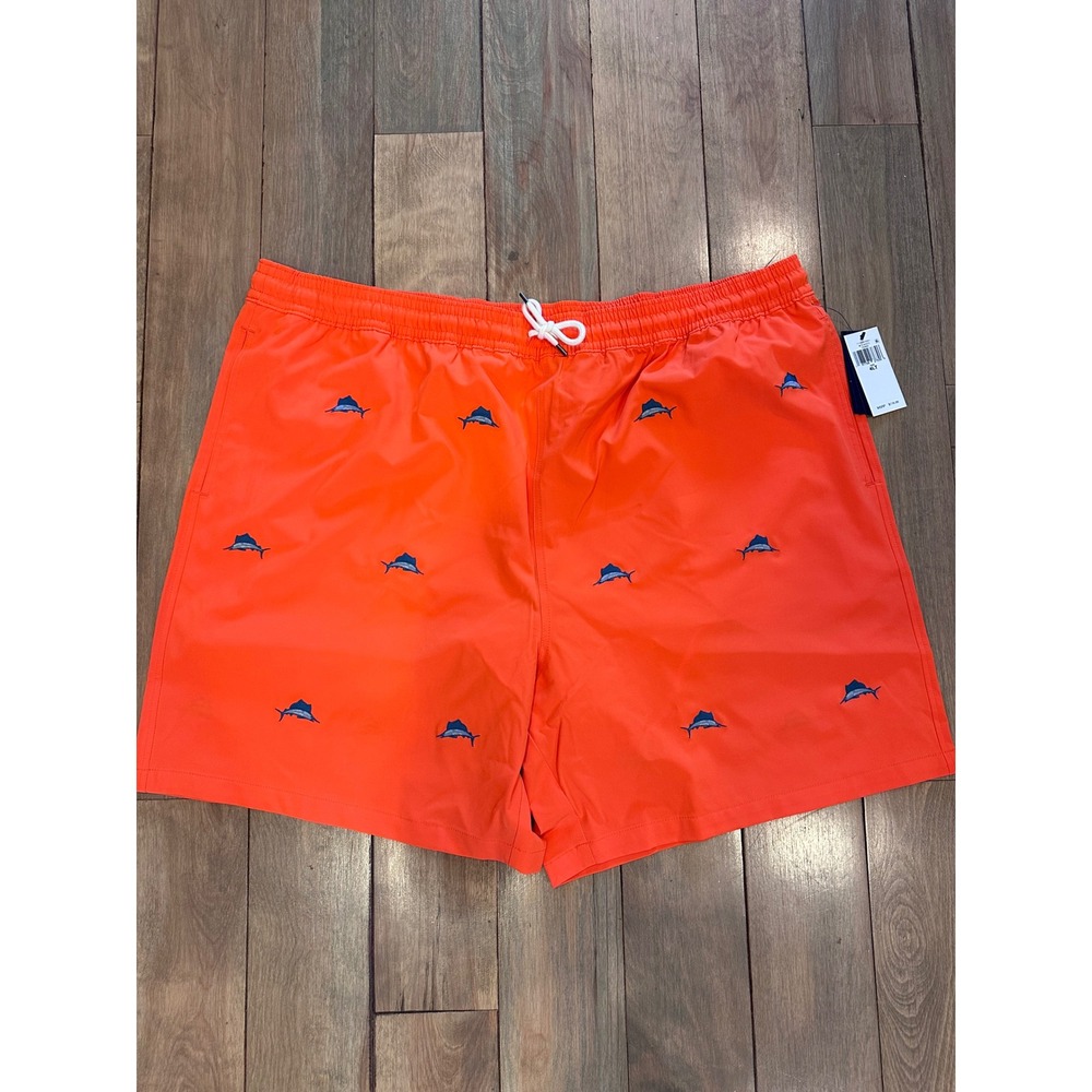 Polo Ralph Lauren Mens 4LT Orange Marlin Embroidered Swim Trunks Traveler Shorts